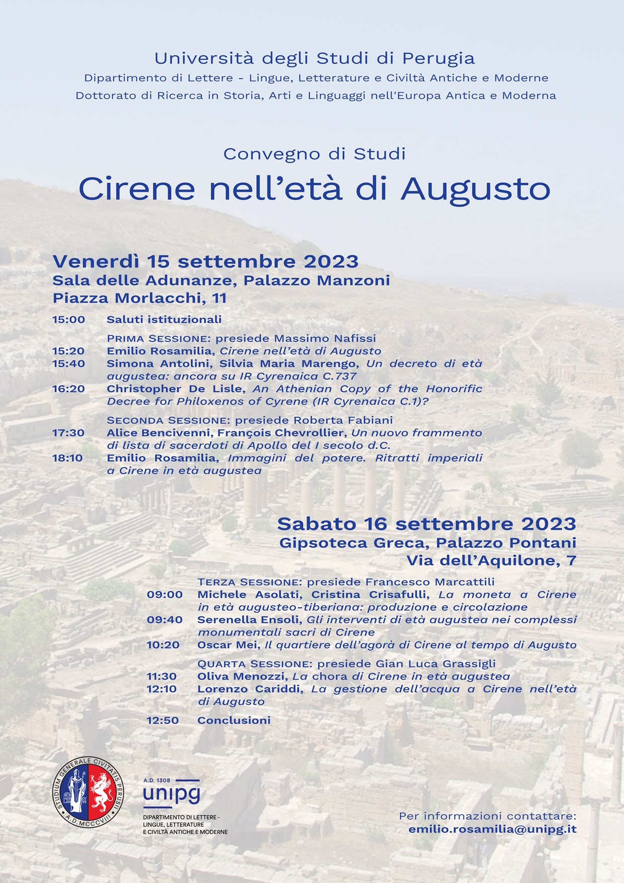 Poster for the Colloquium on Cirene nell'età di Augusto